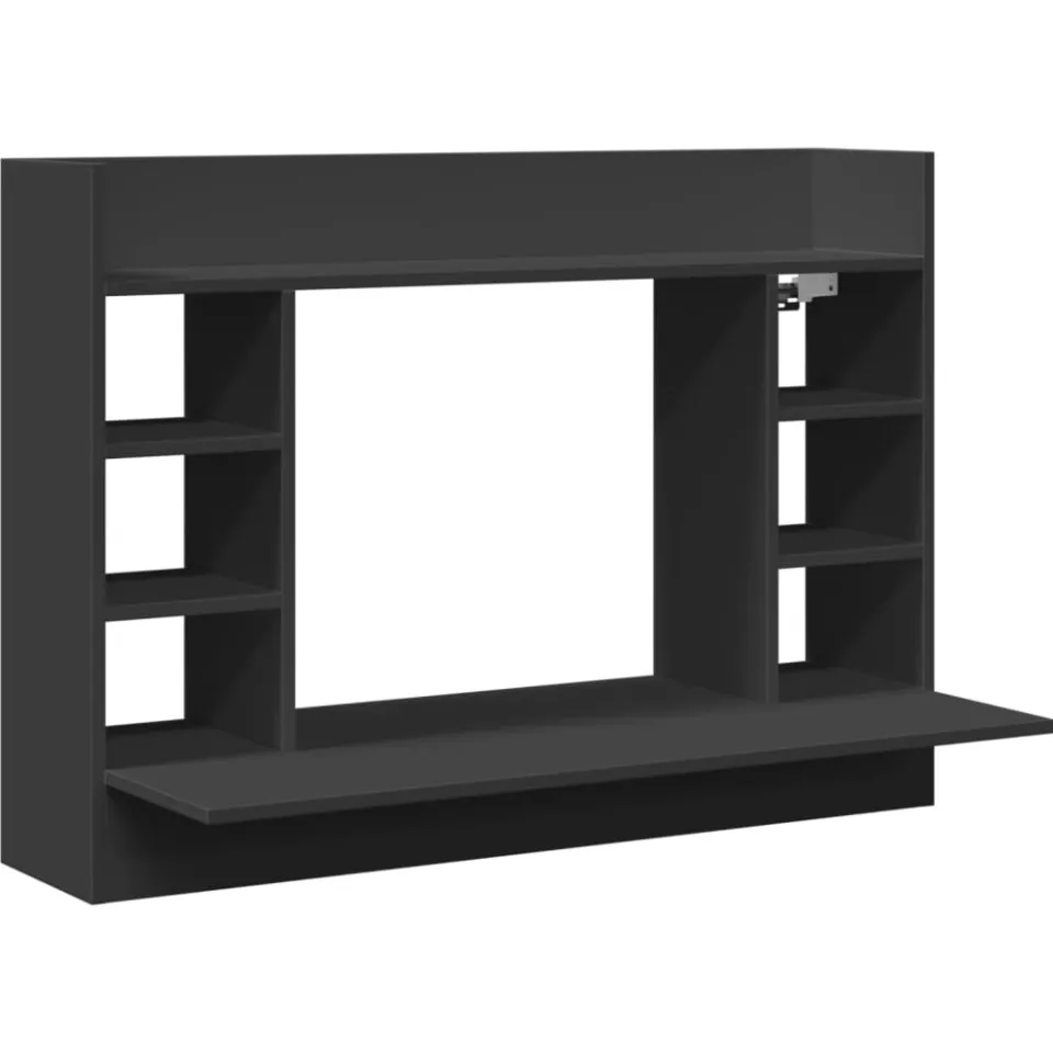 vidaXL Wandbureau 105x48x75 cm bewerkt hout zwart, foto 4