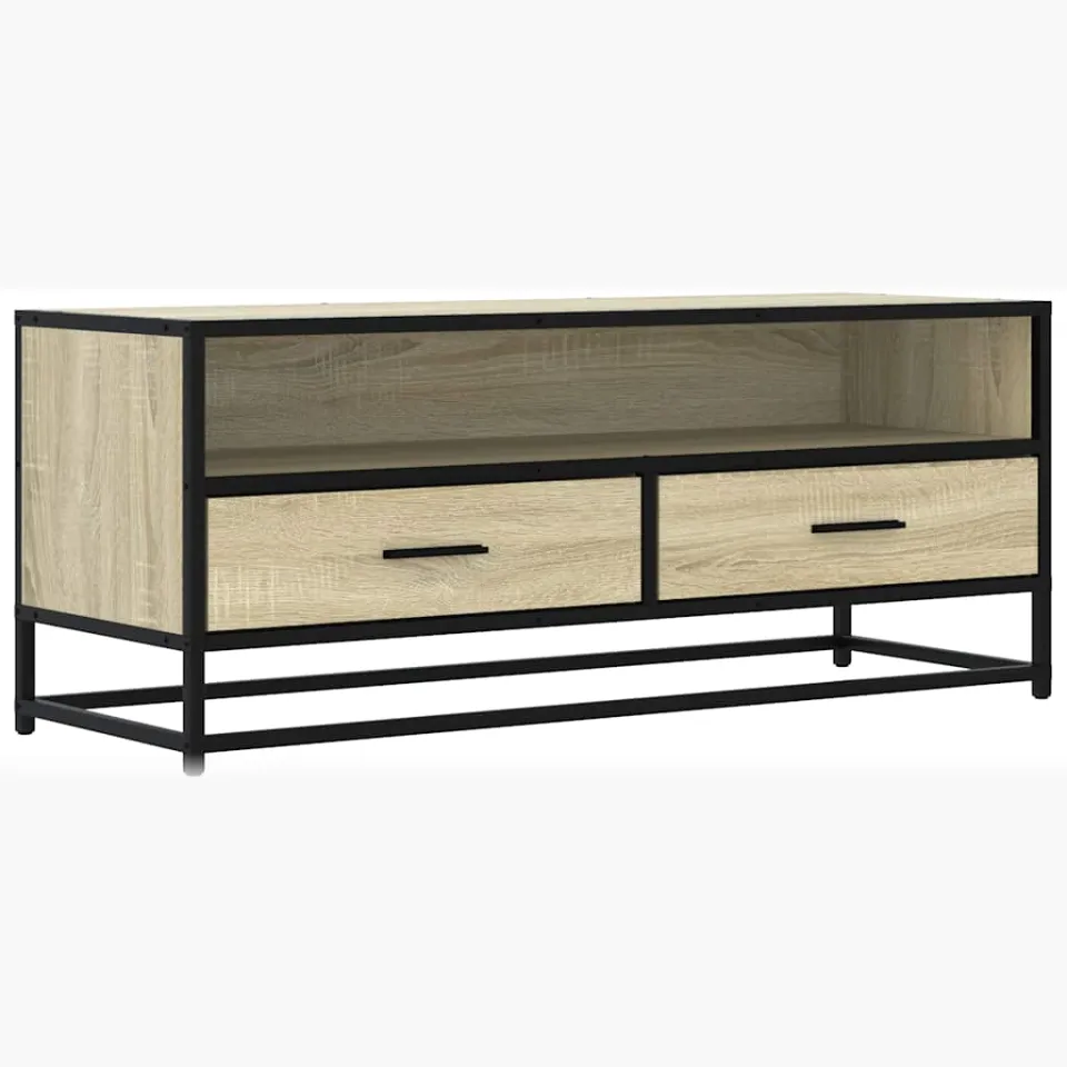 vidaXL Tv-meubel 100x34,5x40cm bewerkt hout metaal sonoma eikenkleurig, foto 3