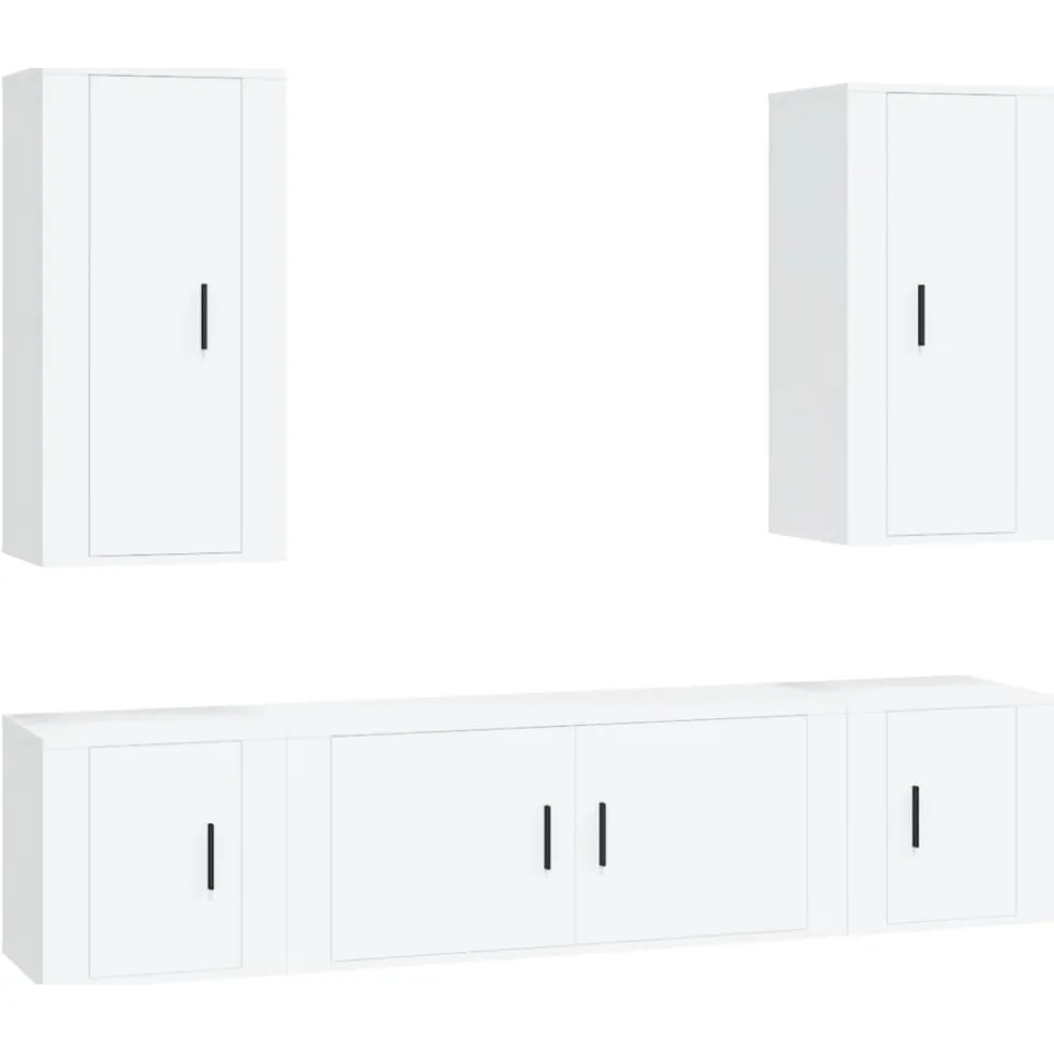 vidaXL 5-delige Tv-meubelset bewerkt hout wit