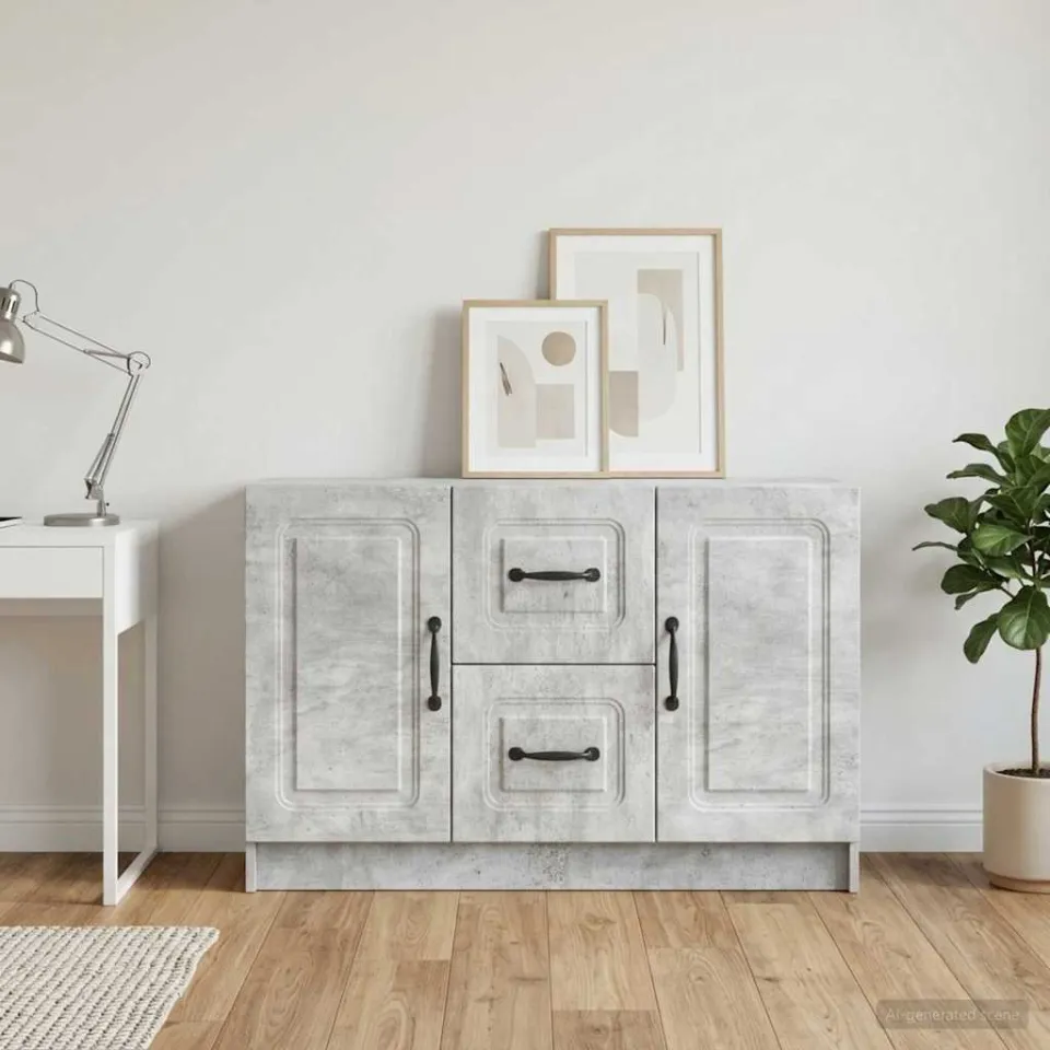 vidaXL Dressoir Betongrijs 89 x 34,5 x 57 cm Bewerkt hout grijs, foto 3