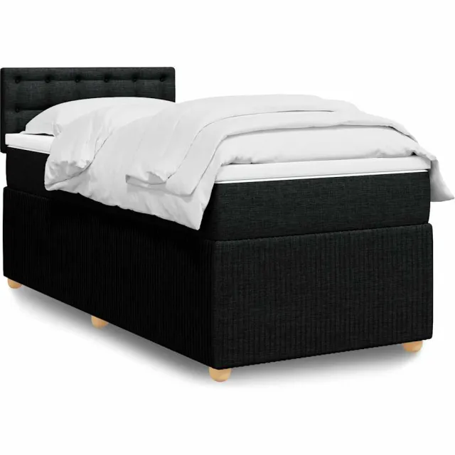 vidaXL Boxspring met matras stof zwart 80x200 cm