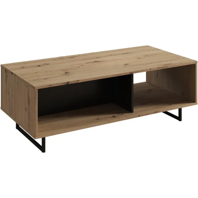 MEUBELLA Salontafel Saturn - Eiken - Zwart - 121 cm Bruin|Zwart