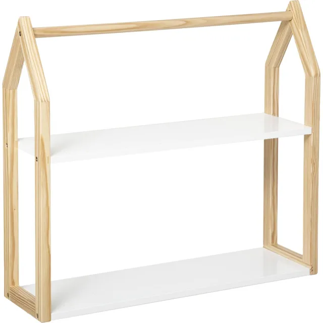 Atmosphera Kids wandplank in de vorm van een huis - H 50.8 cm - Wit - Plank - Etagere - Kinderkamer - Muurdecoratie