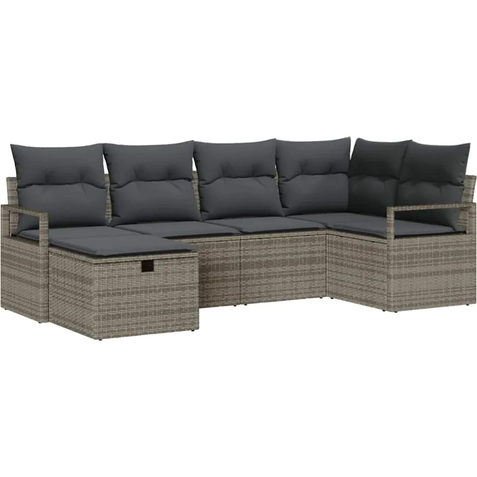 vidaXL Tuin Sofa Set 6 st Grijs poly rattan