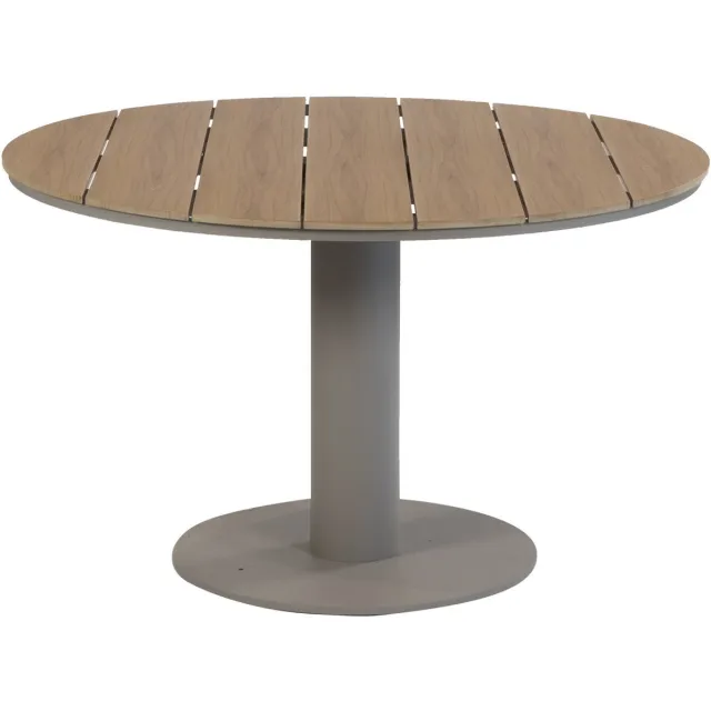 Normin Ronde tuintafel Tower 120 cm | 4 personen | Teaklook/Camel | Tecon Teak & aluminium Camel, Teaklook