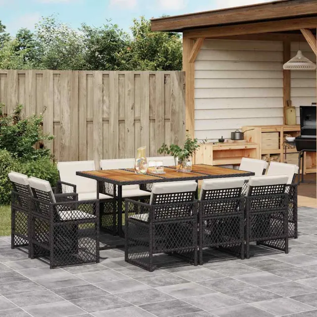 vidaXL 11-delige Tuinset met kussens poly rattan zwart, foto 2
