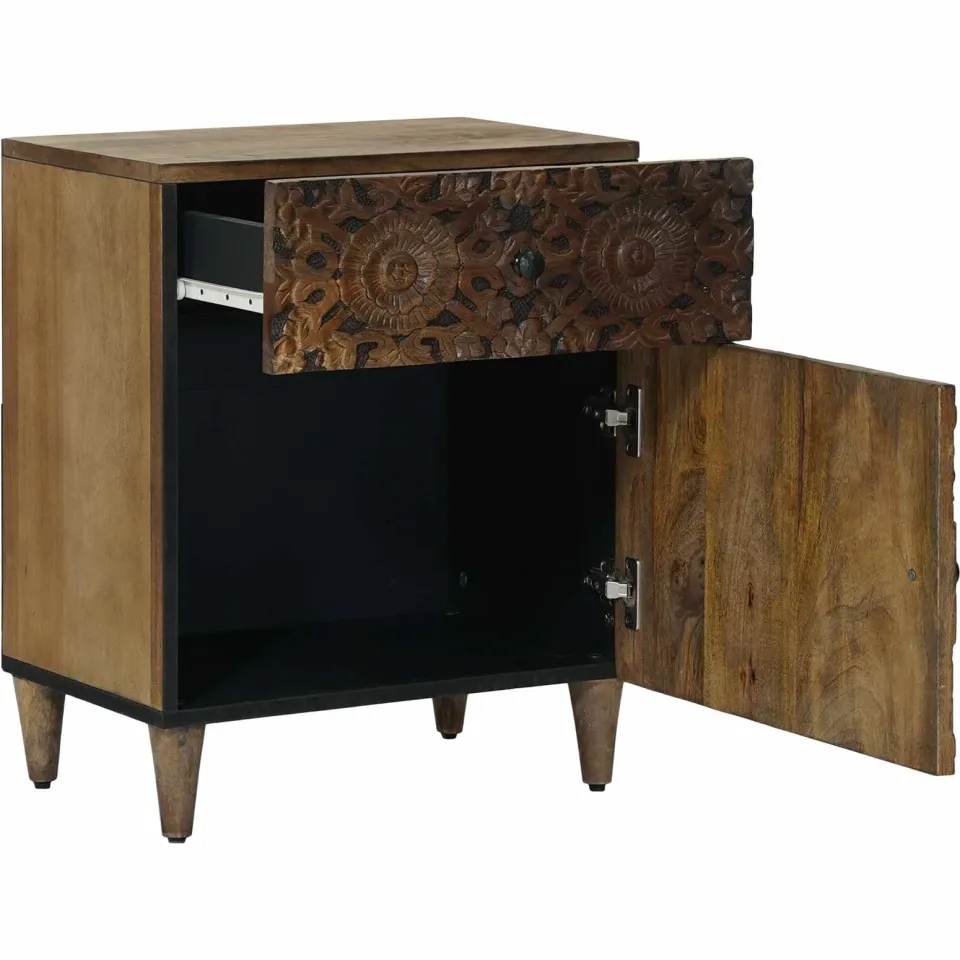vidaXL Bed kast Bruin 50 x 33 x 60 cm Massief Mango Hout, foto 2