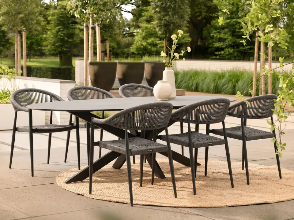 Manifesto Furniture Manifesto Belpasso/Furato ellips 200cm dining tuinset 7-delig stapelbaar, foto 4