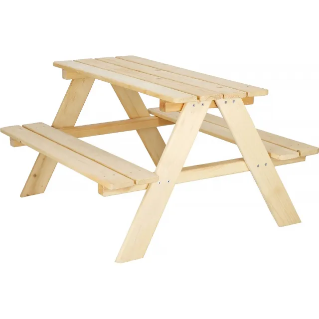springos Picknicktafel Voor Kinderen - Hout - Naturel - 90 x 79 x 50 cm