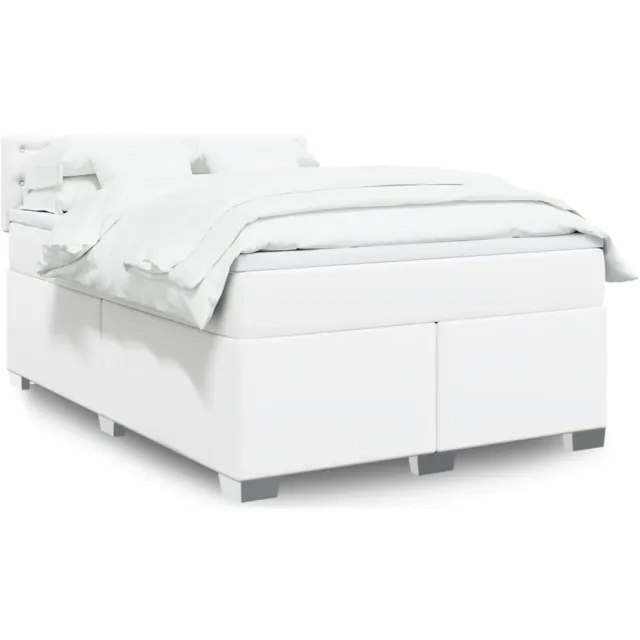 vidaXL Boxspring met matras kunstleer wit 140x190 cm