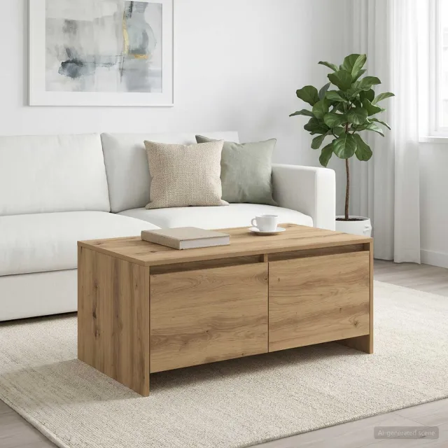 vidaXL Salontafel Artisanaal eiken 90 x 50 x 41,5 cm Bewerkt hout Bruin
