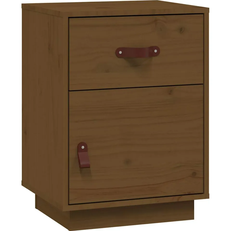 vidaXL Nachtkastje 40x34x55 cm massief grenenhout honingbruin