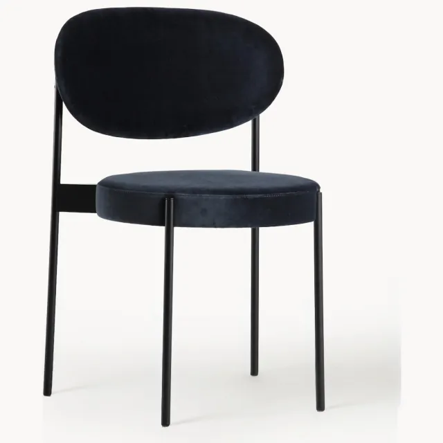 Verpan Fluwelen stoel Series 430, design Verner Panton Antraciet, Zwart