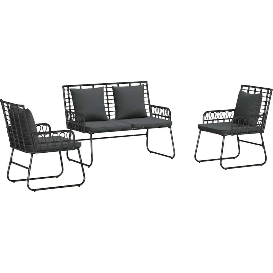 vidaXL Tuin eettafelset 3 st Zwart en Anthraciet poly rattan