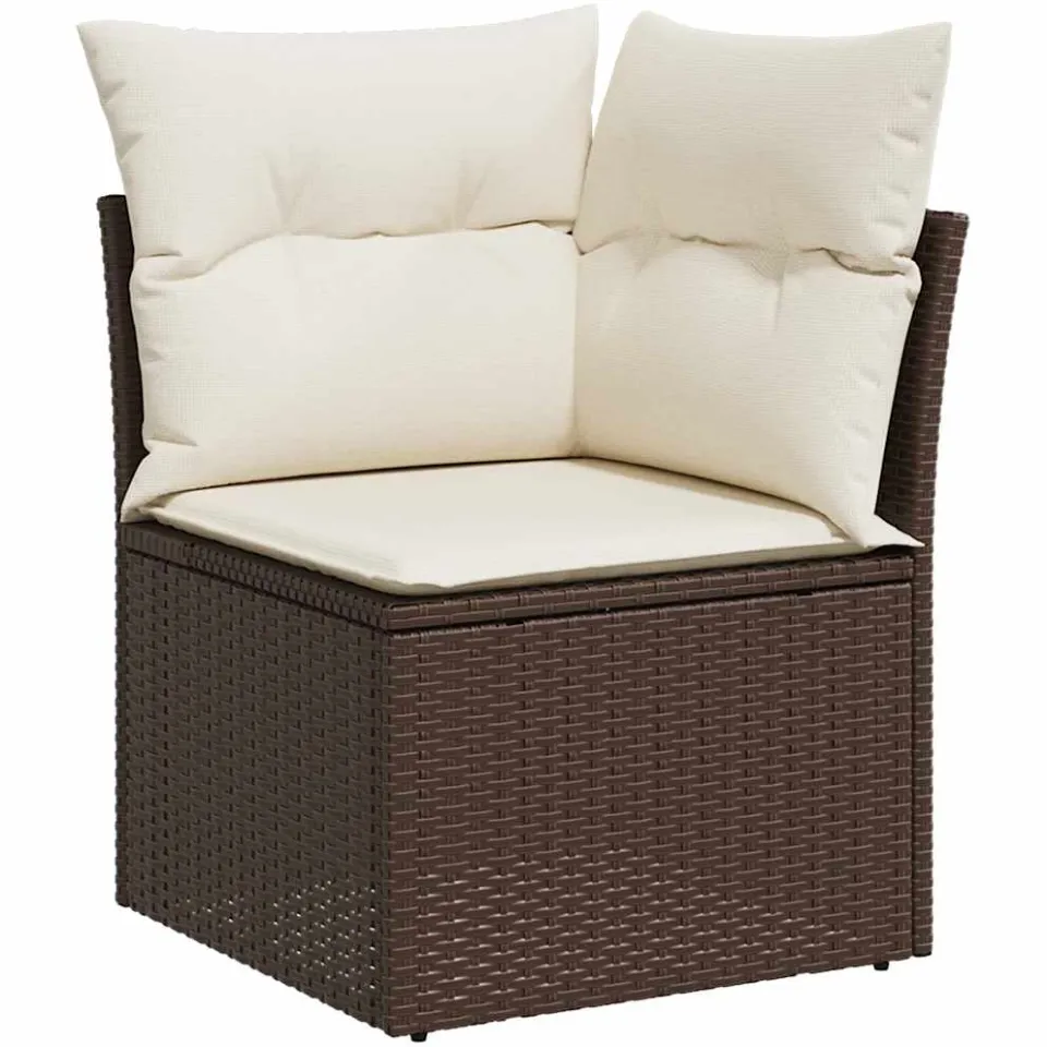 vidaXL 11-delige Loungeset met kussens poly rattan bruin, foto 4