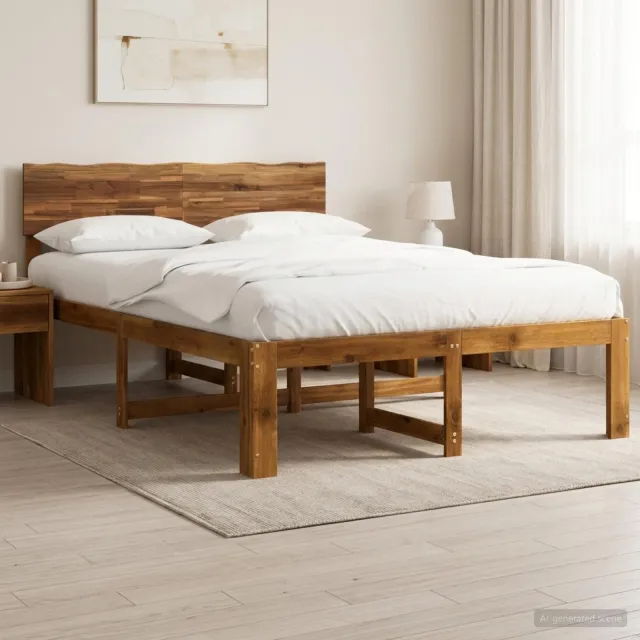 vidaXL Tweepersoonsbed met hoofdeinde ROSTOCK Naturel 160 x 200 cm Bruin