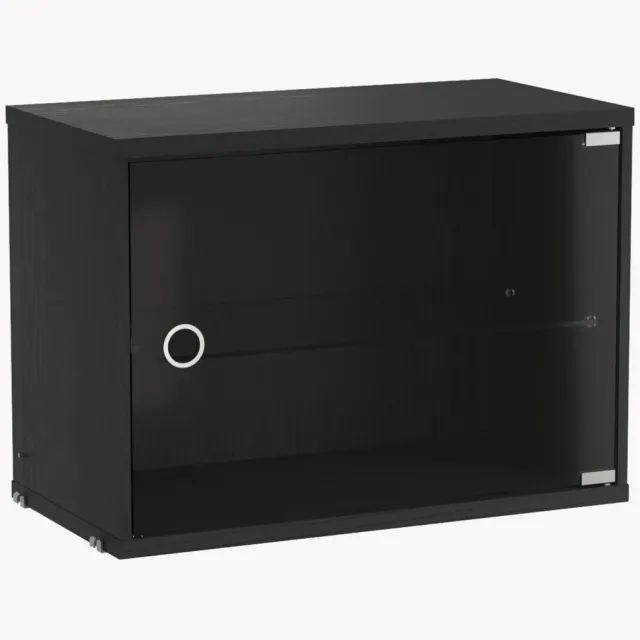 String Furniture Displaykast String System met draaideur, B 58 x D 30 cm Transparant, Zwart