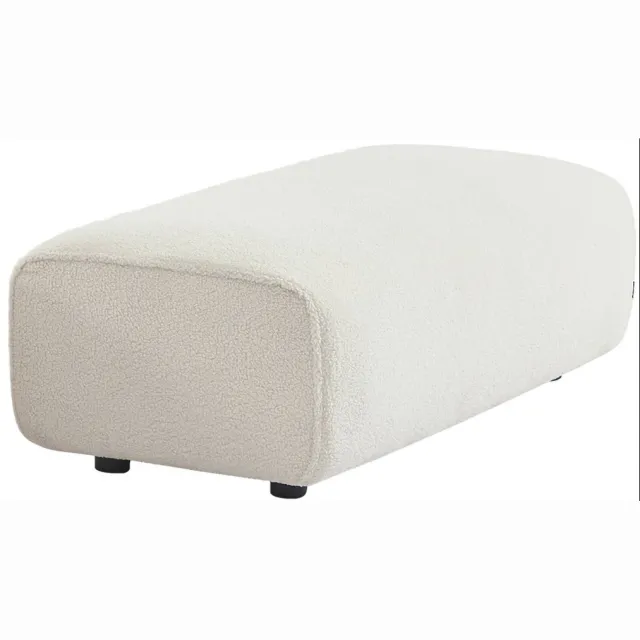 sweeek Poef, module voor bank, voetenbank voor hoekbank 2 zitplaatsen in boucle stof, l 123 x p 60 x h 41cm - wallas Crème