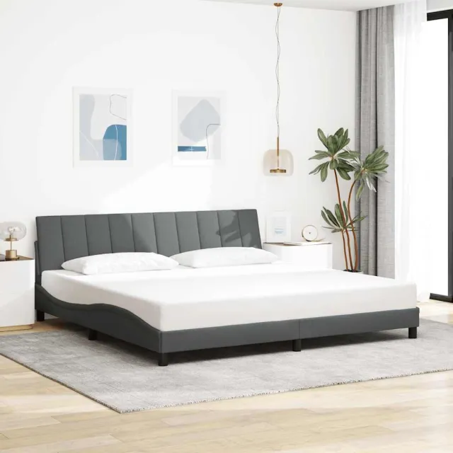 vidaXL Bedframe zonder matras "Hanko" stof donkergrijs 200x200 cm