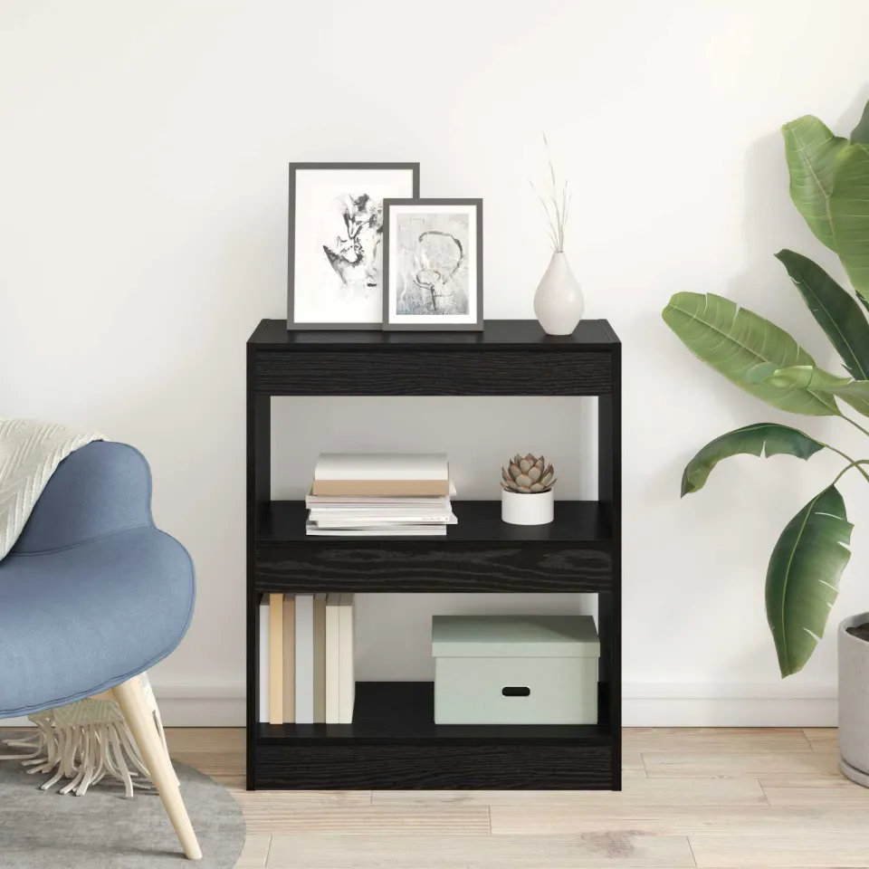 vidaXL Boekenkast 2-laags 60 x 30 x 72 cm Bewerkt hout Zwart Eiken, foto 4