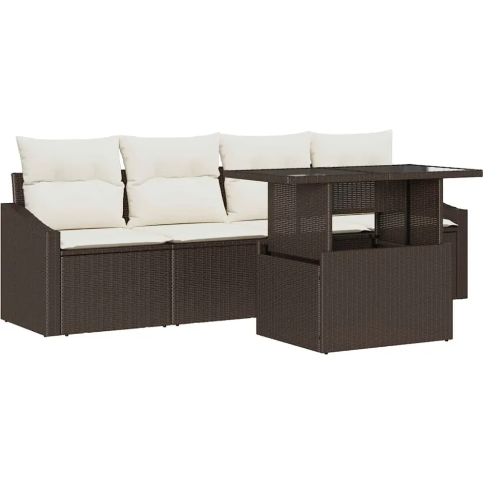 vidaXL Tuin Sofa Set 5 st Bruin poly rattan
