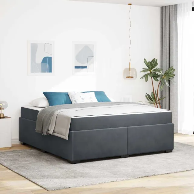 vidaXL Bedframe met matras Donkergrijs 180 x 200 cm Stof