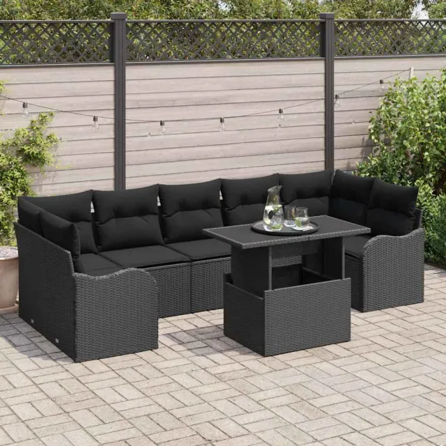 vidaXL Tuin Sofa Set 8 st Zwart poly rattan, foto 2