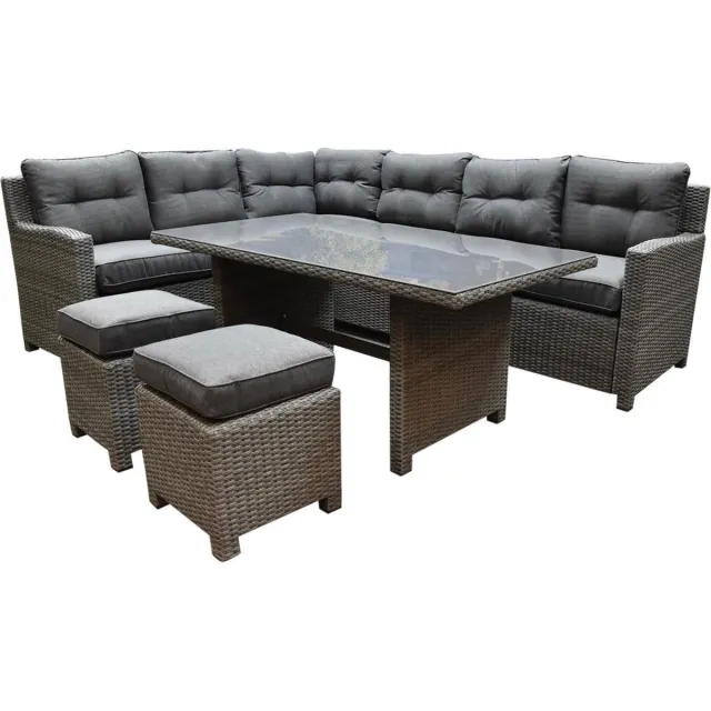 AVH-Collectie Valencia dining hoek loungeset 5-delig links antraciet wicker