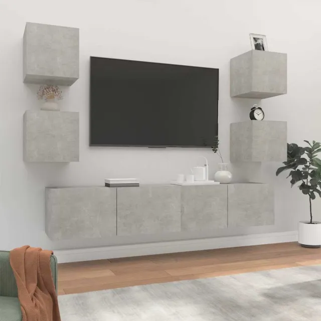 vidaXL 6-delige Tv-meubelset bewerkt hout betongrijs grijs, foto 2
