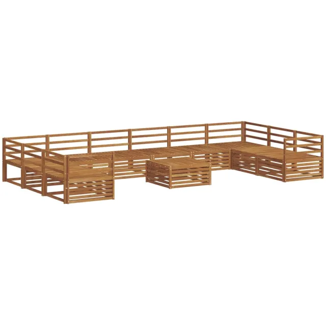 vidaXL Buiten - bank - set - 11 - st - 10-zits - Naturel - Massief - Acacia - Hout