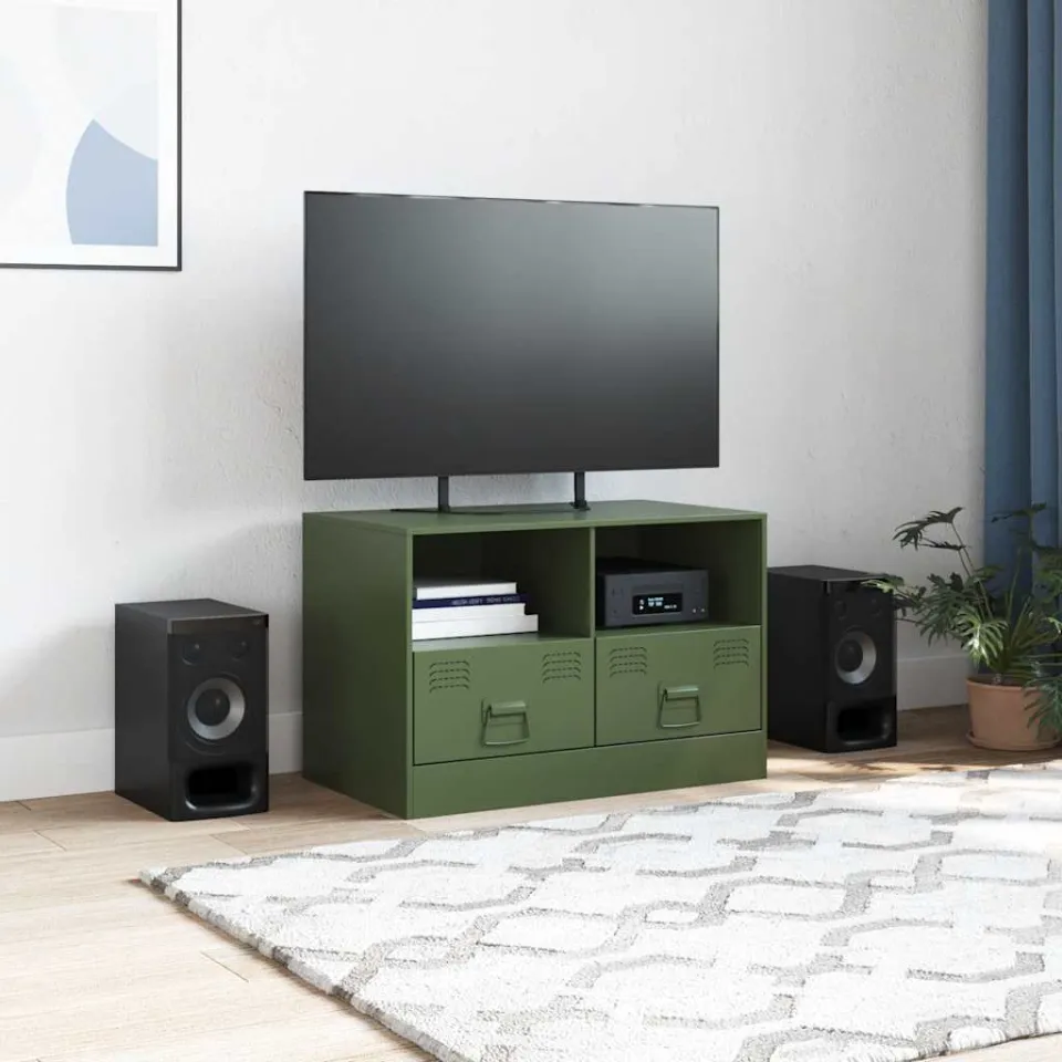 vidaXL Tv-meubel 67x39x44 cm staal zwart, foto 3