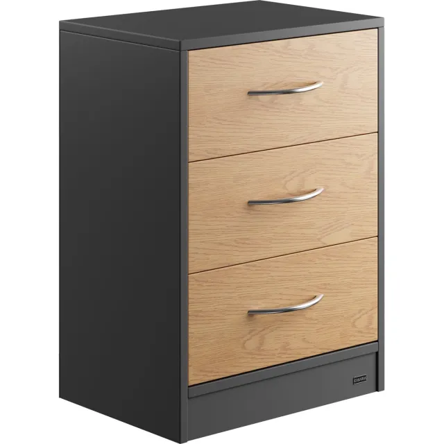 Casaria Nachtkastje Eloise – 3 Laden 54x39x28cm – Grijs Hout Grijs - hout