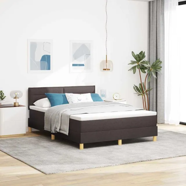 vidaXL Boxspringbed met kussen Donkerbruin 140 x 200 cm Stof bruin