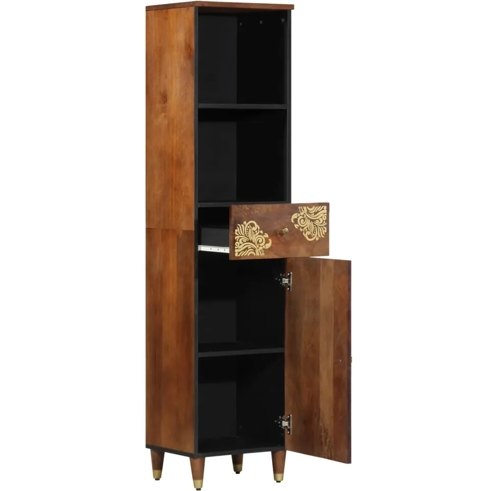 vidaXL Badkamerkast Honingbruin 38 x 33 x 160 cm Massief Mango Hout bruin, foto 2