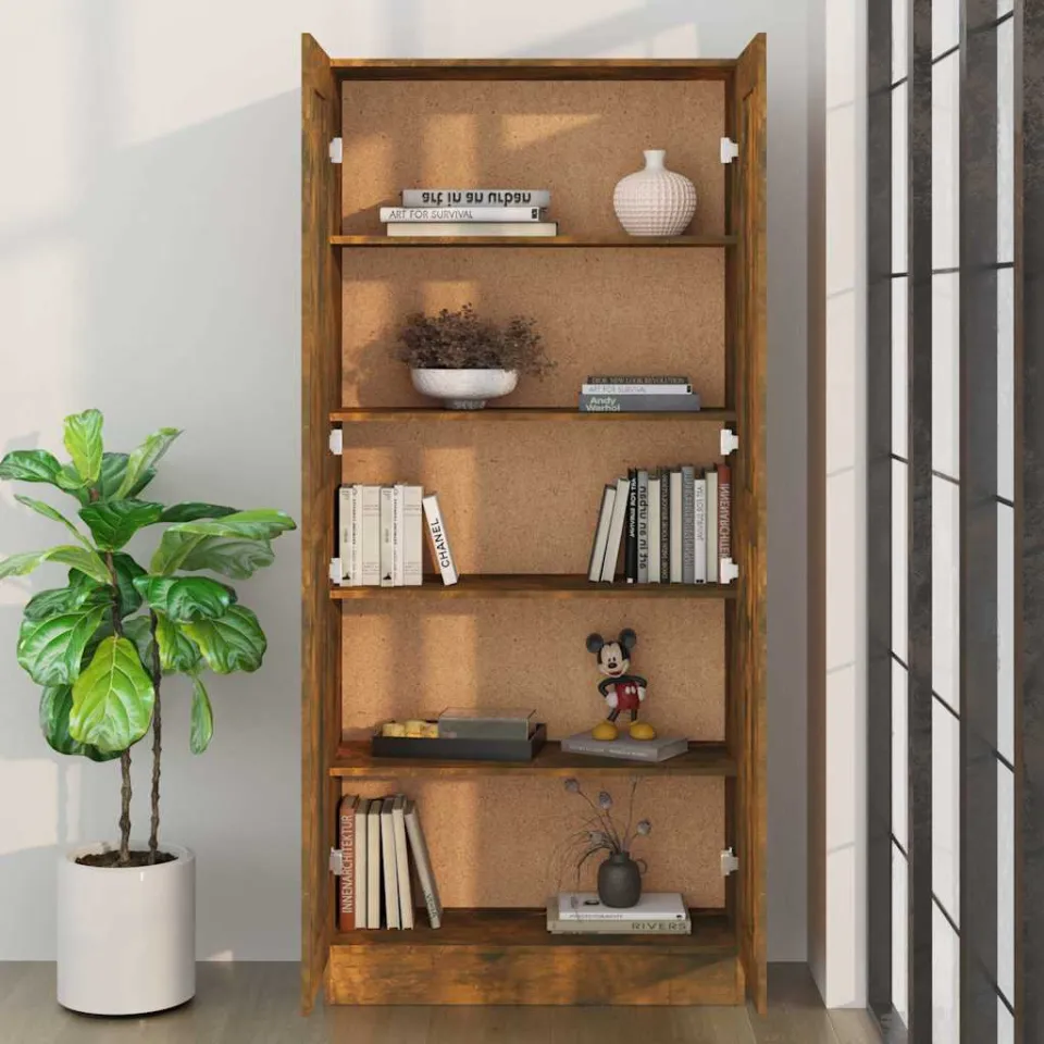 vidaXL Boekenkast 82,5x30,5x185,5 cm bewerkt hout gerookt eikenkleurig, foto 4
