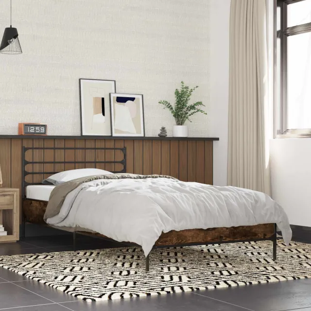 vidaXL Bedframe Gerookt eiken 80 x 200 cm Bewerkt hout Bruin