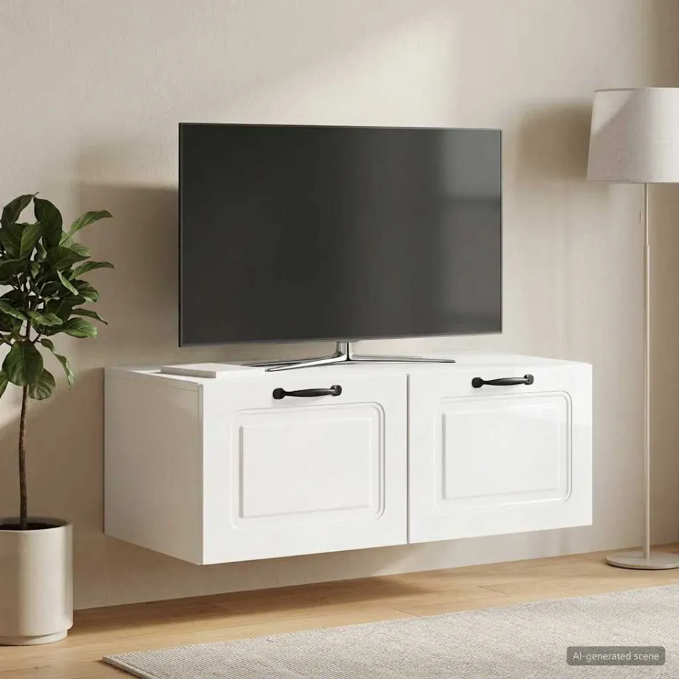 vidaXL Wandbeugel TV-kast Hoogglans Wit 78,5 x 41 x 30 cm Bewerkt hout, foto 4