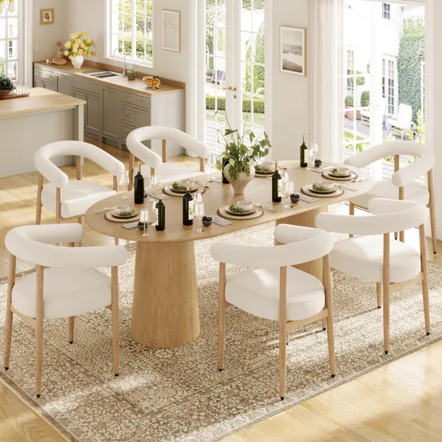 REDOM Eetkamerstoelen Set Van 6 - Gestoffeerd En Verstelbare Voetjes - Modern - Voor Eetkamer - Metaal - Wit - 48,5 × 40,5 × 78 cm