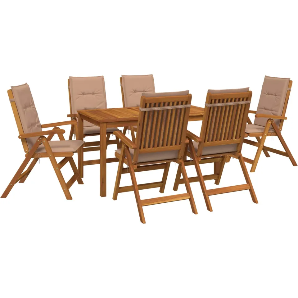 vidaXL 7-Piece Garden Dining Set 6-zits Taupe Massief Acaciahout, foto 3