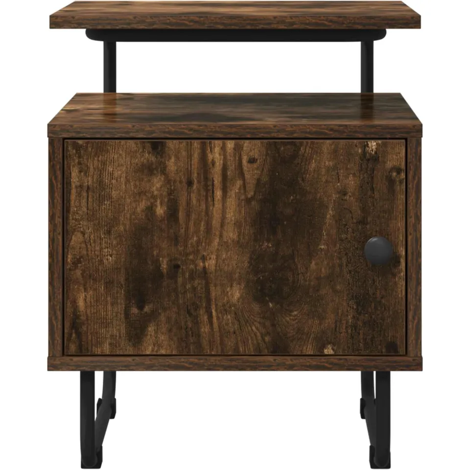 vidaXL Nachtkastje Gerookt eiken 40 x 36,5 x 50 cm Bewerkt hout, foto 4