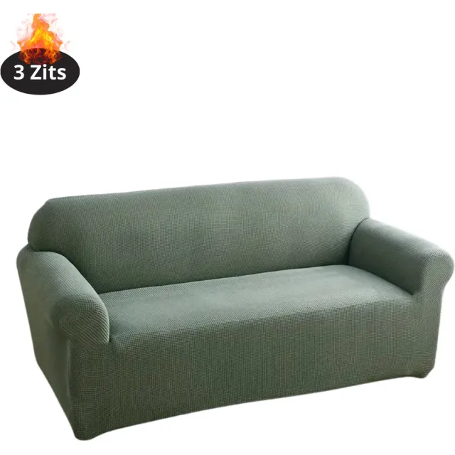 Livano Bankhoes - Bankbeschermer - Stretch - Sofa Cover - Effen - Groen - 3 Zits