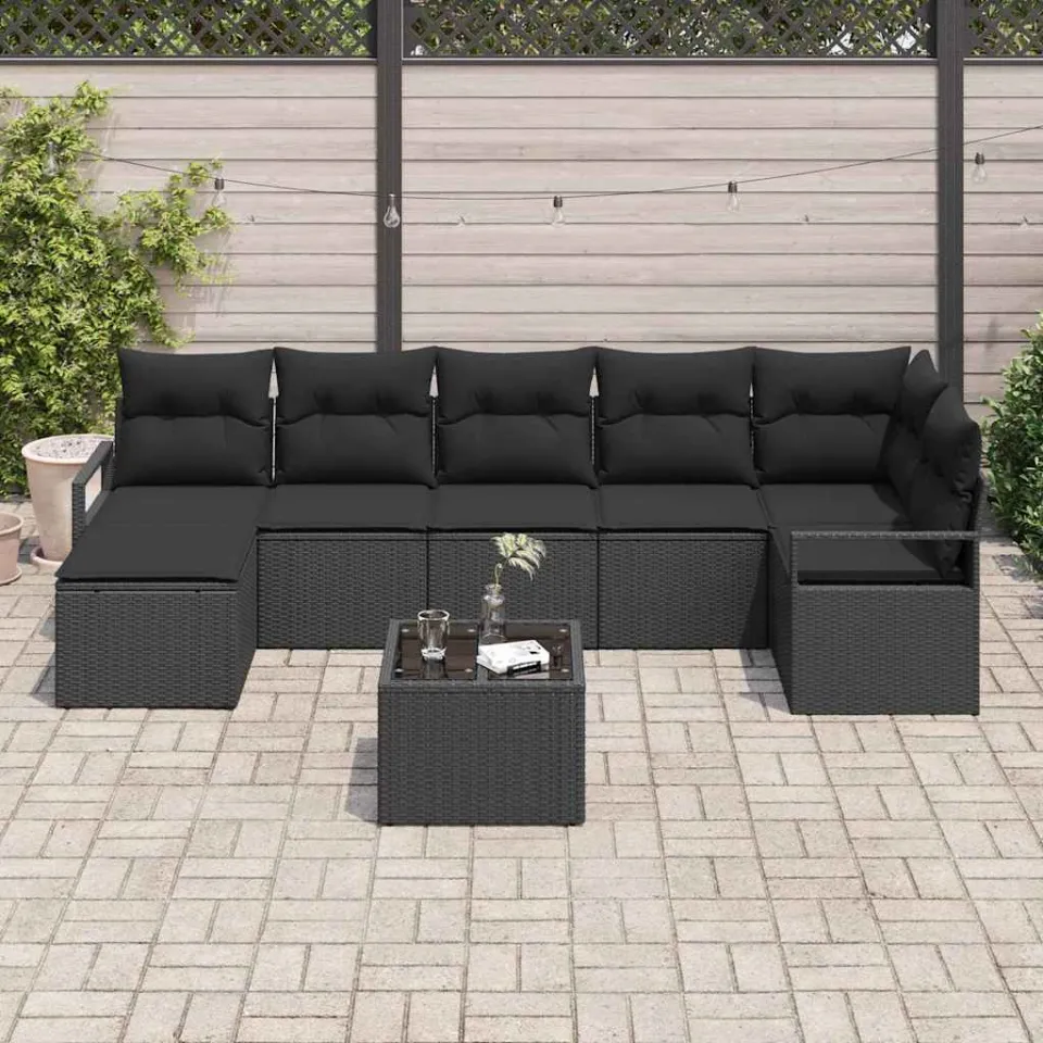 vidaXL Bankstel 8 st Zwart poly rattan, foto 3