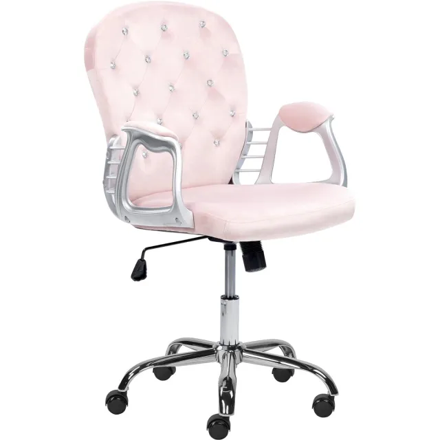 Beliani PRINCESS - Bureaustoel - Pastelroze - Fluweel
