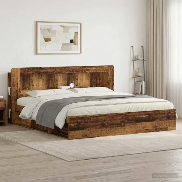 vidaXL Hoofdbordkast met opslag Oud hout Geconstrueerd hout Bruin