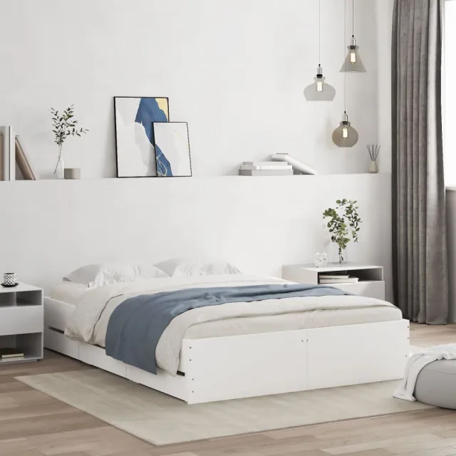 vidaXL Bedframe met lades bewerkt hout wit 120x190 cm