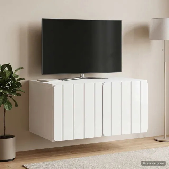 vidaXL Wandbeugel TV-kast 59,5 x 41 x 30 cm Hoogglans Wit Bewerkt hout