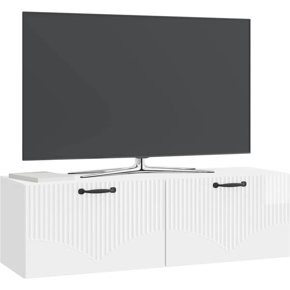 vidaXL Wandbeugel TV-kast Hoogglans Wit 98 x 31 x 30 cm Bewerkt hout