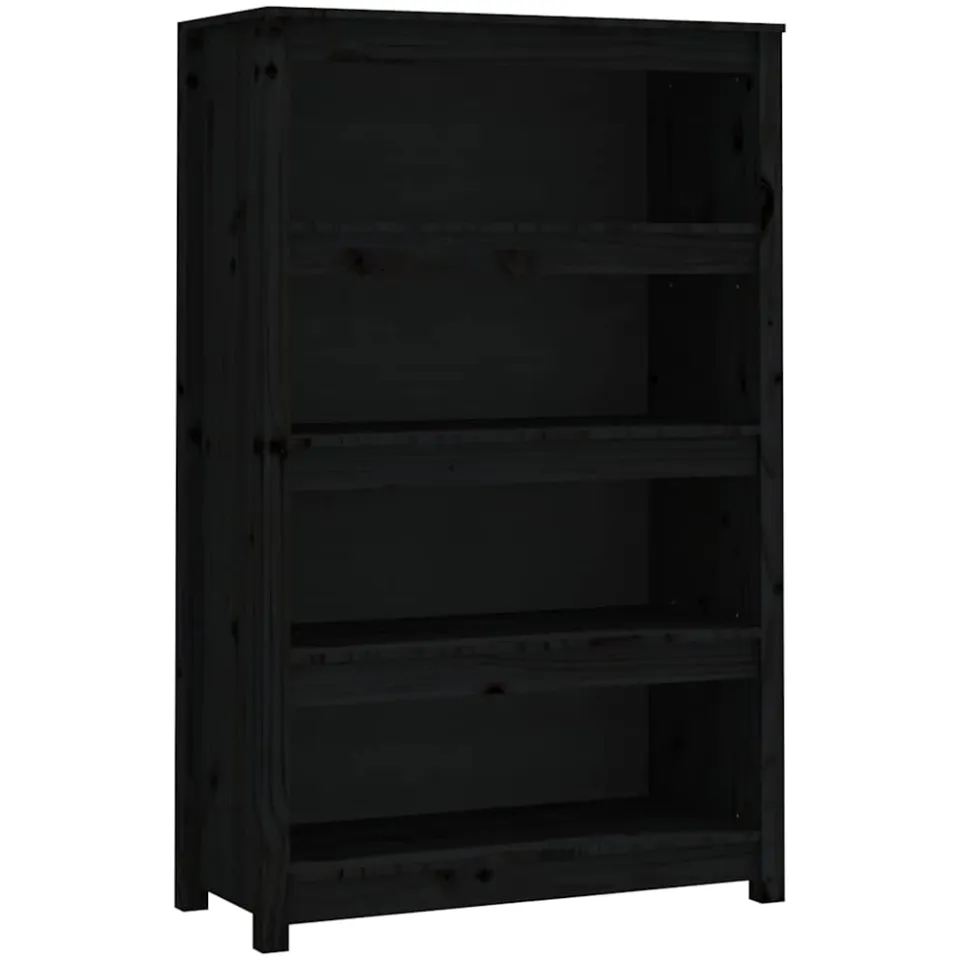 vidaXL Boekenkast 80x35x126 cm massief grenenhout zwart, foto 3