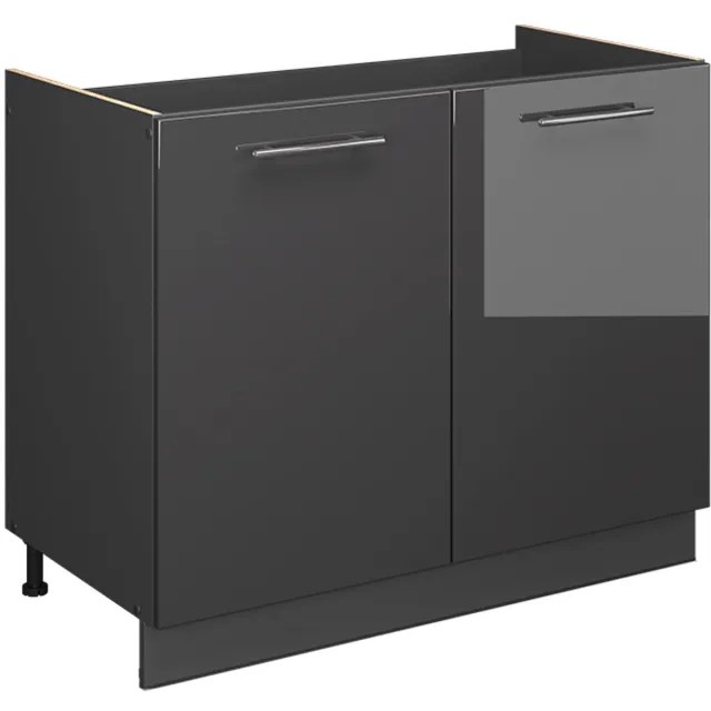 Vicco Wastafelkast Fame-Line, Antraciet Hoogglans/Antraciet, 100 cm zonder werkblad