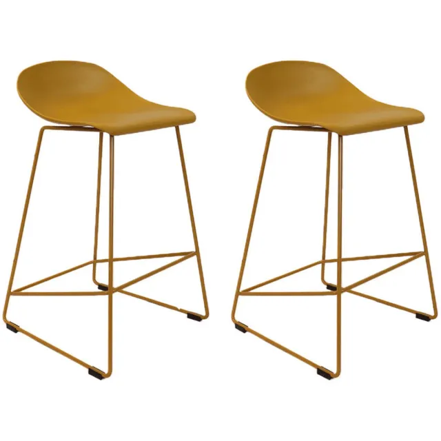 Livin24 Scandinavische Barkruk Ellen geel 66cm - Barkrukken set van 2 - barstoel